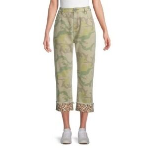 One Teaspoon NEW Safari Bandits Camo & Leopard-Print Crop Straight‎ Jeans 26